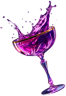Neon cocktail glass with splash — Wasted On Wheels